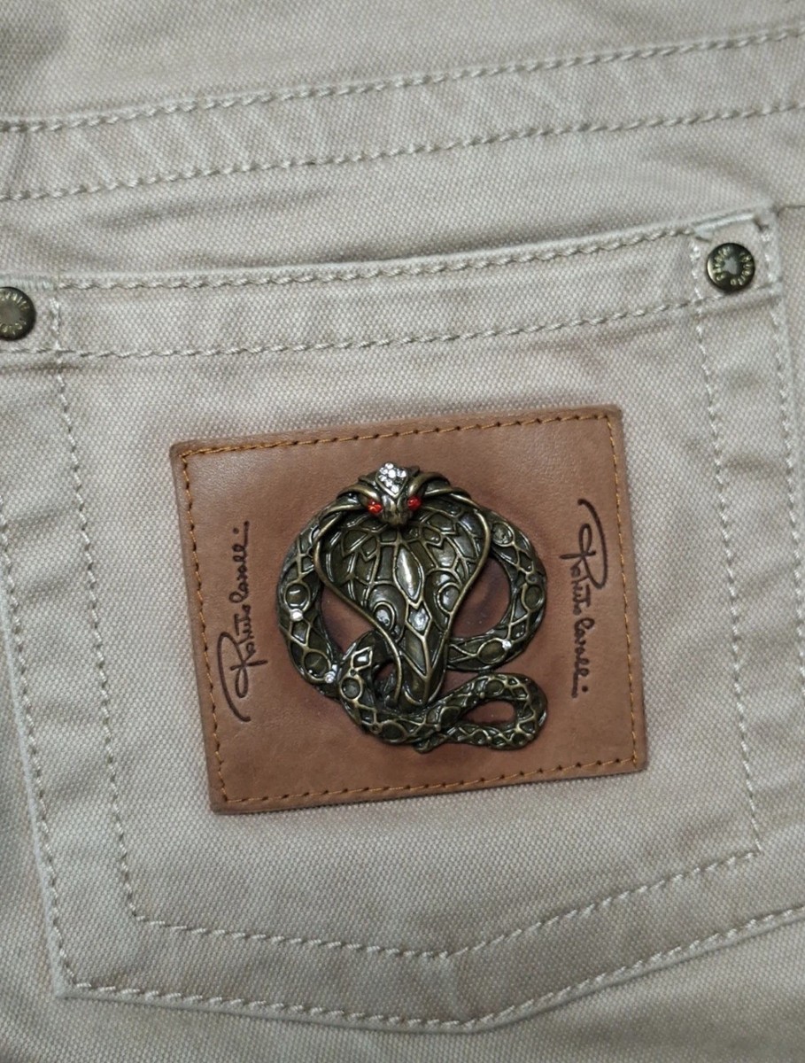 Roberto Cavalli Archive Cobra Snake Patch Straight Jeans/Pants