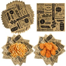 100 PCS Deli Paper Sheets 12x12 Inch, Unbleached Wax 12X12IN, Natural color