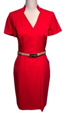 Tahari ASL Sheath Dress Gold Faux Buckle Detail Career Office Classic Polished 4