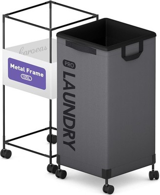 Next-Gen 105L Matel Frame Laundry Basket with Wheels, Heavy Duty Tall Rolling