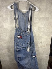 Vintage 90s Tommy Hilfiger Patch Logo Denim Overalls Backstreet Boys Light Blue