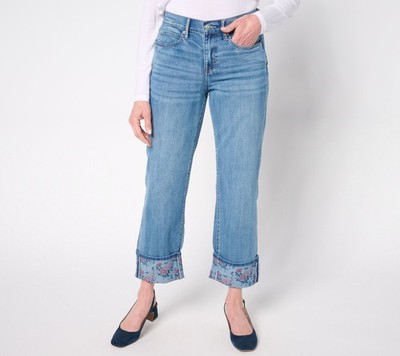SUNNYLiFE Women's Pants Sz 14 Printed Cuff Ankle Jean Blue A688715