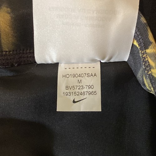Nike Dri Fit Leggings Womens Medium Black Floral Athetic Gym Run Swoosh Logo - Picture 9 of 12