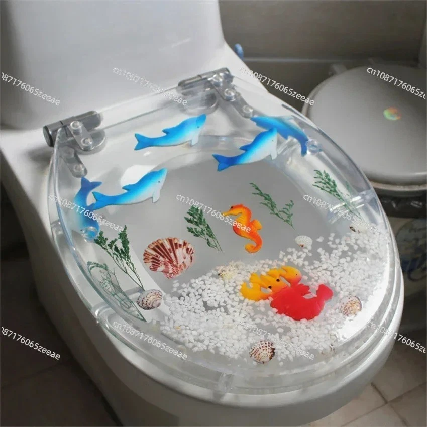 47*38CM High-grade Beautiful Resin Toilet Seat Cover Stainless Steel Slow Down M - Image 4 of 4