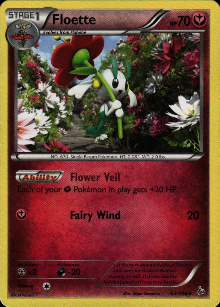 Pokemon TCG Card Floette (64) Fairy Normal XY - Flashfire FLF 64/106