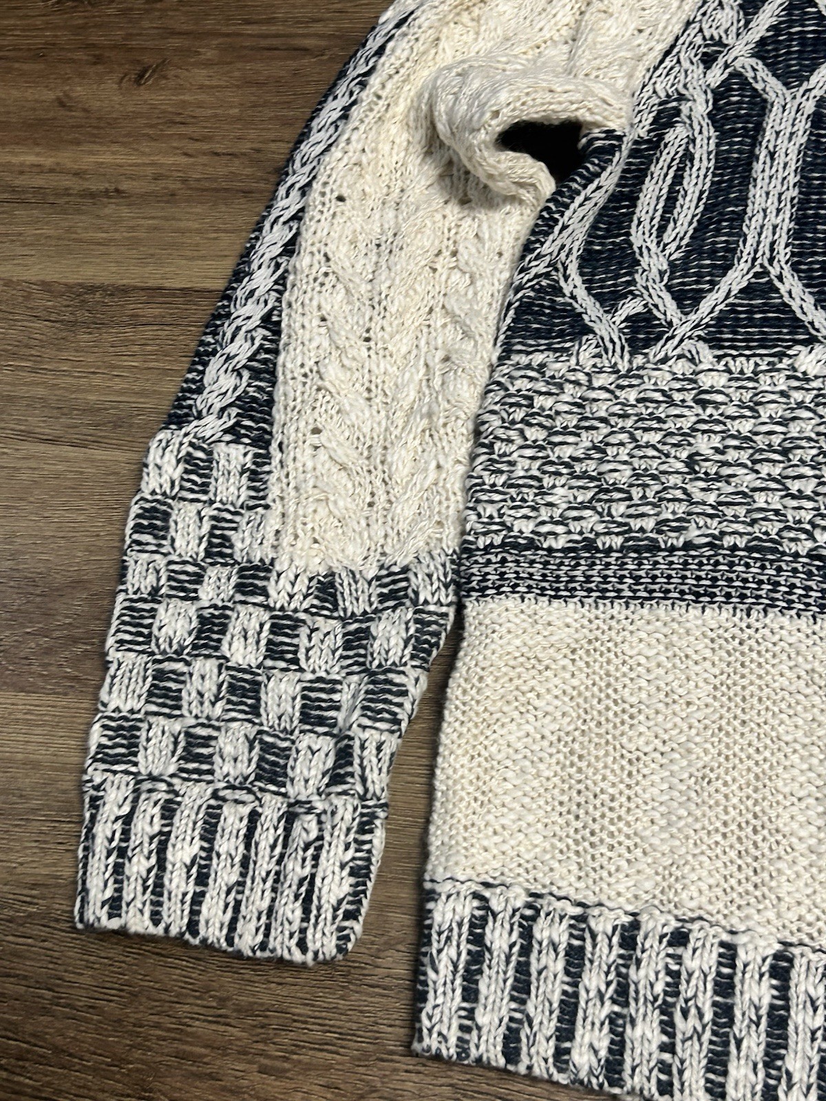 Chaps Cable Knit Patchwork Sweater Women’s LG Pre… - image 5