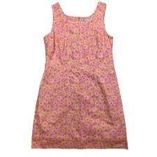 VTG Lilly Pulitzer Daisy's Short Pink Print Sleeveless Dress Size 8 Cotton Blend