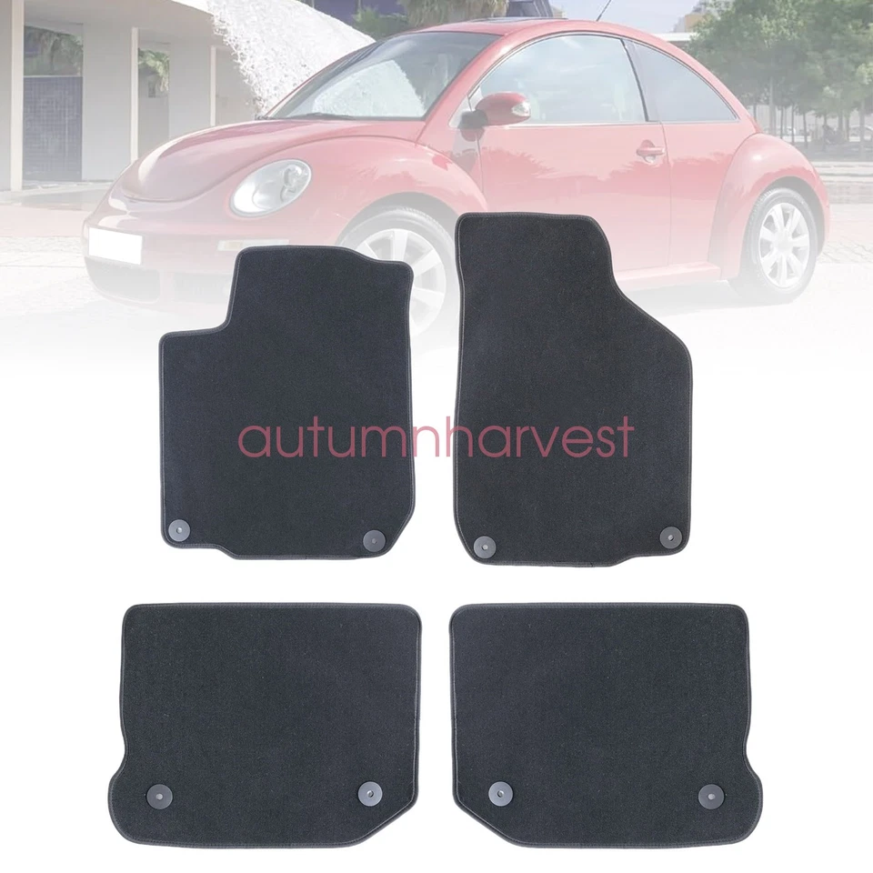 Alfombrillas alfombrillas delanteras y traseras terciopelo negras 4 piezas para Volkswagen Beetle 1998-2011 Foto 2 de 4