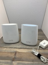 Netgear Orbi RBR20 WiFi 5 Tri-Band Router and RBS20 Add-On Satellite w/Adapters
