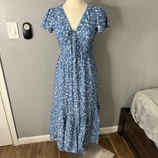 Gap Ruched V-Neck Maxi Dress, Blue, XS Petite 822308