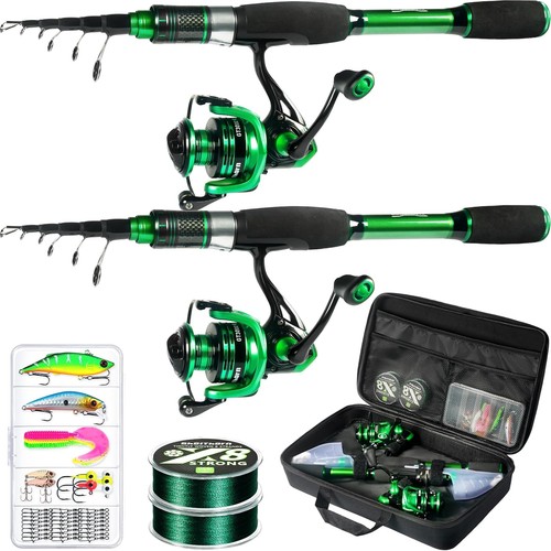 Canna da Pesca e Mulinello Combo Grafite Telescopico Palo da Pesca Portatile Kit Viaggio - Foto 11 di 11