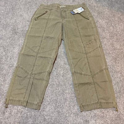 NEW Columbia Pants Womens 8 Green Capri Cotton Zipper Pockets Hiking Outdoors