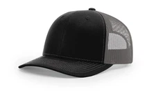 Black/Charcoal Richardson 112 Adjustable Snapback Trucker Hat OSFM 
