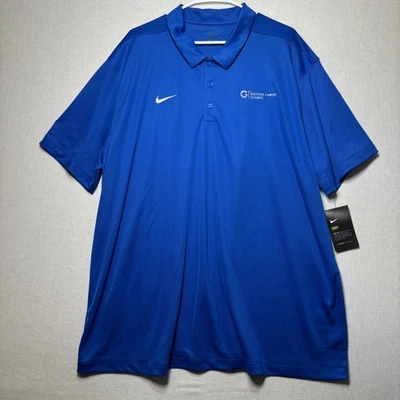 New Nike Dri Fit Golf Polo Shirt Mens 3XL George Chryst Classic Blue Logo - Image 1 of 4