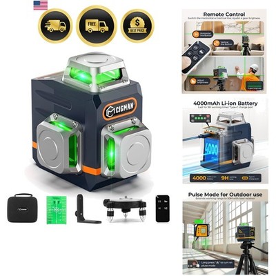 Laser Level Self Leveling 3x360° 3D Green Cross Line for Construction and Pic...