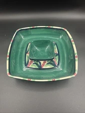 Gail Pittman C88Grapevine Green Signed Square Chip Dip Tray.  Vintage