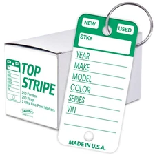 250 Tear-Proof Vinyl Poly Car Key Tags with Split Rings Included and Two Mark...