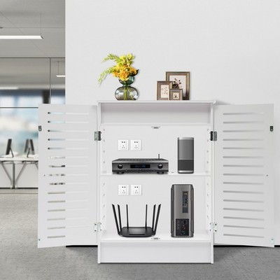 3-Tier WiFi Floor Standing Router Storage Box TV Power Strip Hider Organizer