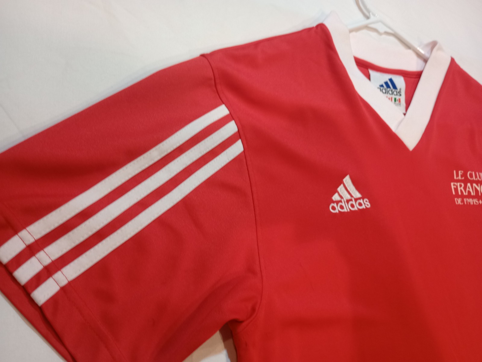 Vintage Adidas Soccer Jersey Medium Red 2002-03 Le Club Francias De FMHS Futbol thumbnail 5