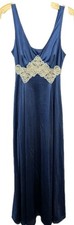 Vintage 60s Miss Elaine Nightgown Lace 100 Nylon P Very Long 52" Boho Chic