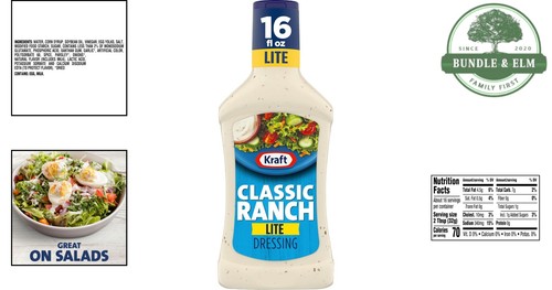 Ranch Lite Salad Dressing 16 Fl Oz Reduced Fat Classic Flavorful Topping - Picture 2 of 11