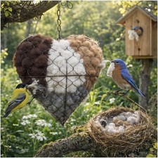 Handmade Fiber Bird Nesting Heart, Birds Nests Material Holder, Hummingbird Nes