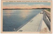 Vintage Postcard Cherokee Dam Tennessee Valey Authority on Holston River Linen