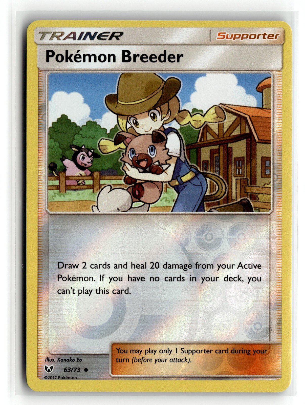 Pokemon: Shining Legends #63/73 Pokemon Breeder- Uncommon,Reverse Holo.P2N
