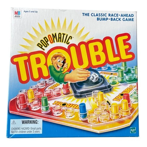 Vintage 1998 Trouble Board Game Pop-O-Matic Milton Bradley Complete & CLEAN