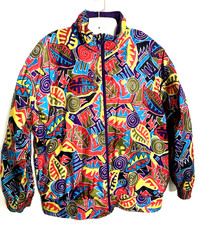 Vintage 90's Lavon by Cheerful Corp Woman XL Windbreaker Full Zip Boho Artsy