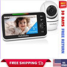 HelloBaby No WiFi Baby Monitor 5" Screen 30-Hour Battery Pan-Tilt-Zoom Video Upg