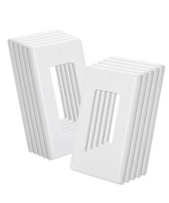 Bates Decorator 10 Pack 1 Gang Wall Switch Plates and Outlet Covers, White