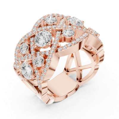 3.2 Ct Round VVS1 D 117 Pc Diamond Odalia Anniversary Ring 14K Gold Over c080