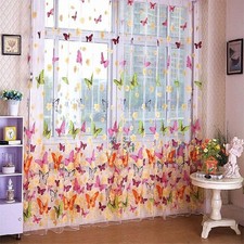 Butterfly Yarn Tulle Curtain Butterfly Print 200cm X 100cm Window Screening