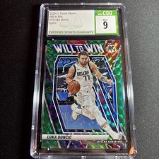 2020-21 Panini Mosaic Luka Doncic Will to Win #12 Green Prizm CSG 9