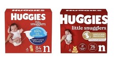 Huggies Size Newborn Diapers Baby Diapers Little Snuggles Up to 10lbs, 160 Count