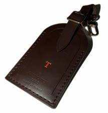 Louis Vuitton Luggage Tag w/ T Initials Damier Ebene Goldtone Metal France