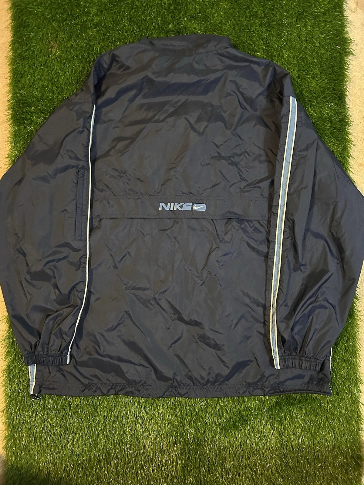 Y2K Nike Full-Zip Windbreaker Jacket Silver Tag Navy/University Blue Size XL