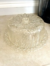 Vintage 2 Stück Kuchen oder Tortenträger Plexiglas/Acryl Kuppel & Teller