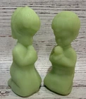 VTG. Fenton  Satin Glass Praying Girl and Boy Figurines 4"