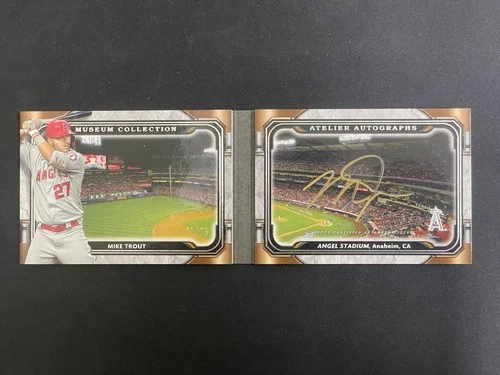 Mike Trout 2021 Topps Museum /25 Gold Ink Auto Atelier Booklet #AABC-MT