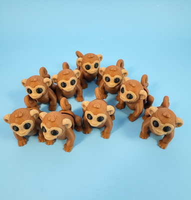 moni moni ANIMALS ミルキーとら Micro Flexi Monkey 3D Printed Articulated Toy Figure – Tiny Cute