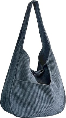 Damen Cord Breiter Gurt Hobo Tasche Schultasche Shopper Handtasche Lässig Tote 