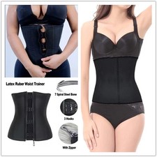 Corset Body Shaper Latex Rubber Waist Trainer Underbust Zipper Slimming Cincher