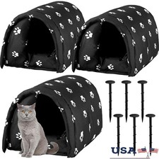 Insulated Outdoor Cat House Waterproof Portable Pet Shelter Cozy Warm Tent New