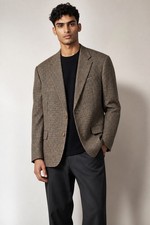 Vtg Burberry Wool Sport Coat Jacket 41R Brown Houndstooth Classic Preppy