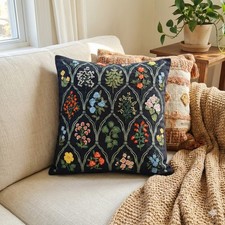 Rifle Paper Co Floral Embroidered Pillow Cover Navy Blue Accent Pillow CASE ONLY