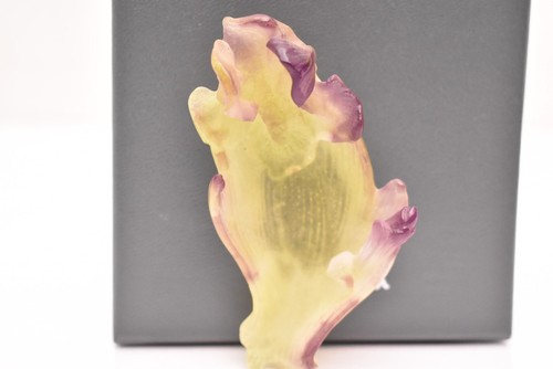 DAUM IRIS MINI COUPELLE PATE DE VERRE ART GLASS IRIS PIN DISH BOWL CRYSTAL W BOX - Picture 3 of 12