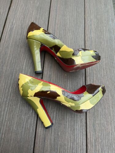 CESARE PACIOTTI camouflage patent leather open toe heels size 36 US 6 - Picture 4 of 7