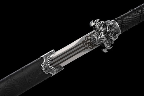 42" Sharp Chinese Kung Fu Sword Devil Face Jian Double Dedges Manganese Steel - Picture 5 of 13